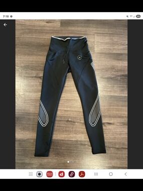 adidas by Stella McCartney Black Athletic Leggings with Reflective Stripe